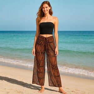Victoria’s Secret Brown Abstract Tribal Sheer Beach Festival Pants M